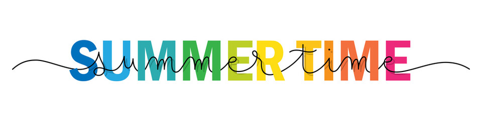 SUMMER TIME colorful mixed typography banner with monoline calligraphy