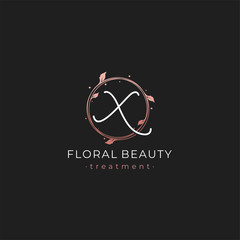 Letter X Premium Vector of Round Floral Frame Element
