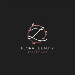 Letter Z Premium Vector of Round Floral Frame Element