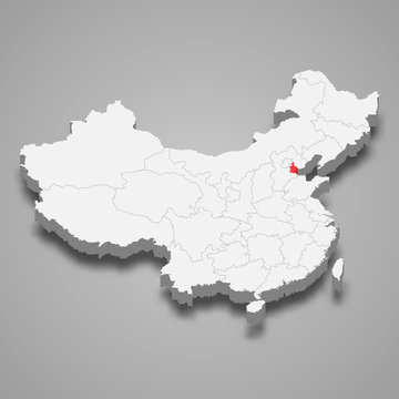 Tianjin Province Location Within China 3d Map Template For Your Design