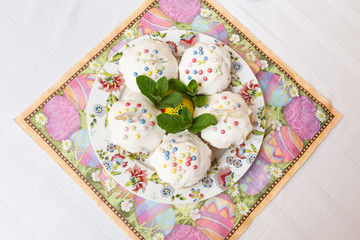 Easter cakes on festive table