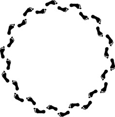 Human footprint. Footprints of bare feet walking around 