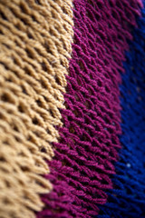 Detail of the handmade colorful knitting texture
