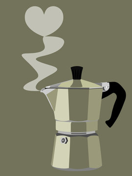 Coffee maker with heart of smoke