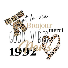 Graphic fo t-shirt design with slogan, words and decorative elements.