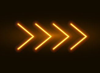 Neon arrow vector sign. Light arrow retro glow yellow casino neon effect © kolonko