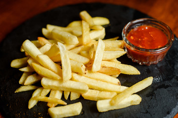 French fries with ketchup