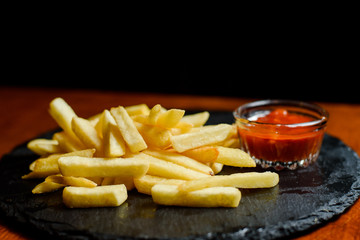 French fries with ketchup