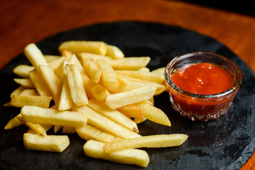French fries with ketchup