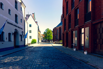 Empty streets in the city of Riga in spring. The city respected the emergency during the epidemic. But soon everything will be fine