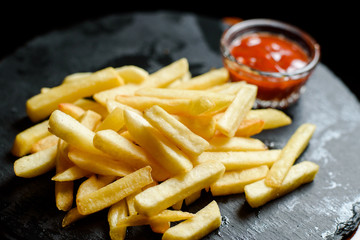 French fries with ketchup