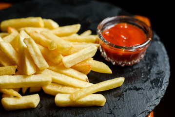 French fries with ketchup