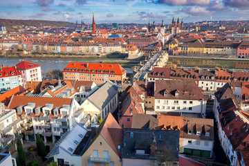 Fototapeta na wymiar Wurzburg. Aerial city view.