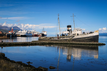 Barco Saint Christofer wreck in Ushuaia harbour, Argentina