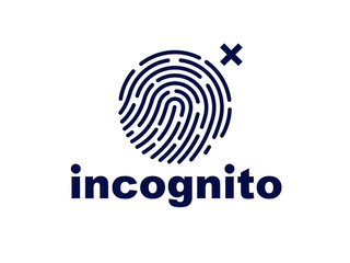 Finger print vector simple logo or icon, incognito man concept, unidentified person, people search, biometric identification.