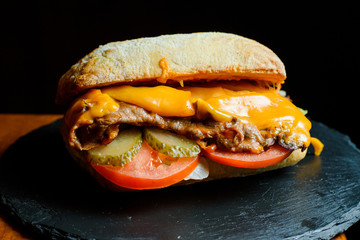 pulled sandwich on a plate