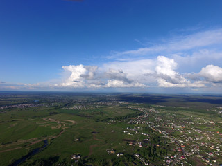 Aerial view of the saburb landscape (drone image). Near Kiev 