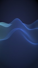 Abstract landscape on a blue background. Cyberspace grid. hi tech network. 3d technology illustration. Depth of field. 3D illustration