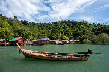 Fototapeta na wymiar Fishing village At the island, Ranong province, Thailand