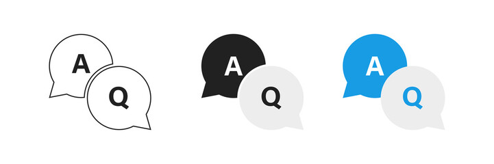 Chat question answer bubble set isolated icon. Flat vector
