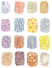 Cell textures, watercolor medical illustration, body cells. Muscle tissue, nerve cells, adipose tissue and others - 353370076
