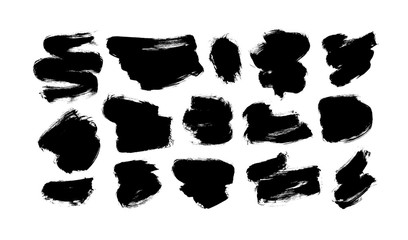 Vector black paint, ink brush strokes and shapes. Dirty grunge design element, box or background for text.