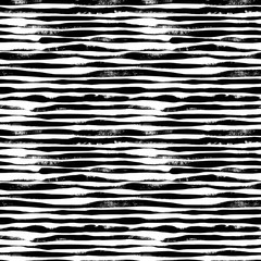 Golvende grunge lijnen vector naadloze patroon. Horizontale penseelstreken, rechte strepen of lijnen.
