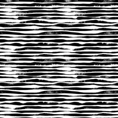 Afwasbaar Fotobehang Horizontale strepen Golvende grunge lijnen vector naadloze patroon. Horizontale penseelstreken, rechte strepen of lijnen.