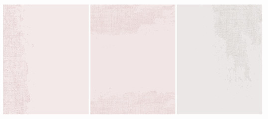 Grunge Torn Canvas Vector Layouts. Abstract Irregular Light Pink and Light Gray Worn Surface. Rough Old Linen Background. Simple Abstract Vector Prints. Ragged Ctoth Print.