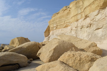 Cliff coast of the island of Gozo on the Malta near Xlendi