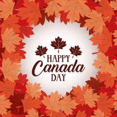 happy canada day with maple leafs frame