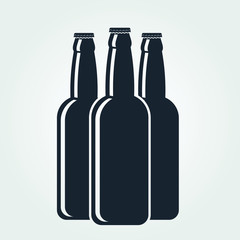 Beer bottles icon isolated on white background. Vector illustration.