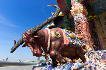 Buffalo bow of sanctuary in Ban Rai temple, Korat, Thailand