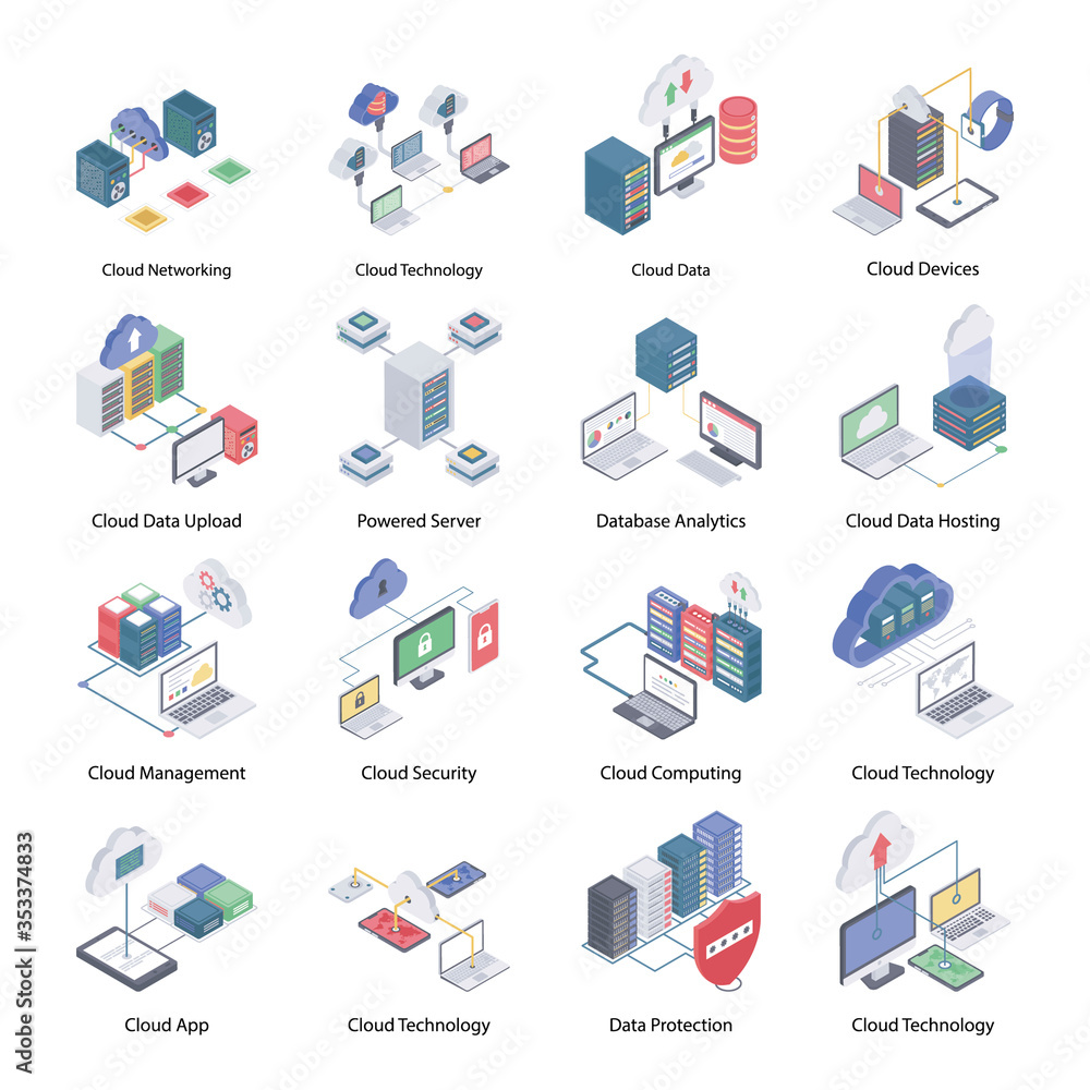 Canvas Prints cloud computing isometric icons