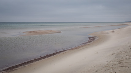 The Curonian Spit sandy beach (Nida, Lithuania). Baltic sea coastline.