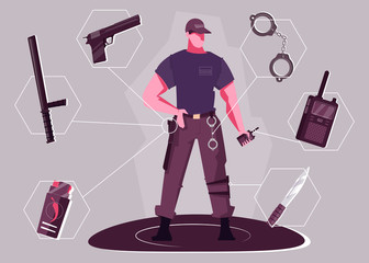 Security Man Flat Design Concept