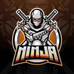 White ninja esport logo mascot design