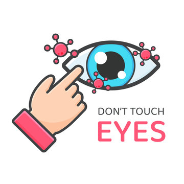 Don't Touch Face. Hand Stones That Point To The Face, Eyes, Nose, Mouth, Channels To Carry The Corona Virus Into The Body.