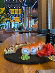 Sushi service prepared with a special presentation.