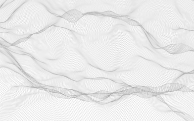 Abstract landscape on a white background. Cyberspace grid. hi tech network. 3d illustration