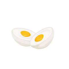 Boiled eggs cartoon vector illustration. Healthy food chicken flat color object. Good nutrition. Source of protein, fats and vitamins isolated on white background