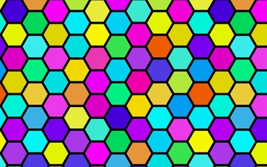 Honeycomb many color, multicolored. Isometric geometry. 3D illustration