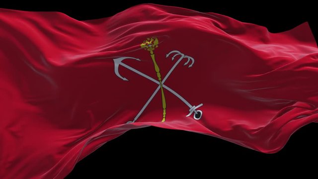 Official Flag Of Saint-Petersburg, Russia, Loop Alpha