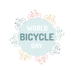 Vector illustration on the theme of World Bicycle Day, June 3. Template for background, banner, card, poster with text inscription. 
