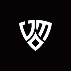 UM monogram logo with modern shield style design template