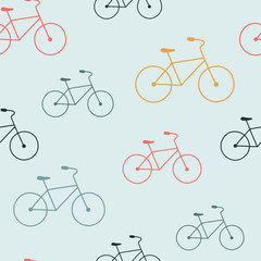 Colorful Bicycle seamless pattern. Vector illustration on the theme of World Bicycle Day, June 3.