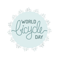 Vector illustration on the theme of World Bicycle Day, June 3. Template for background, banner, card, poster with text inscription. 