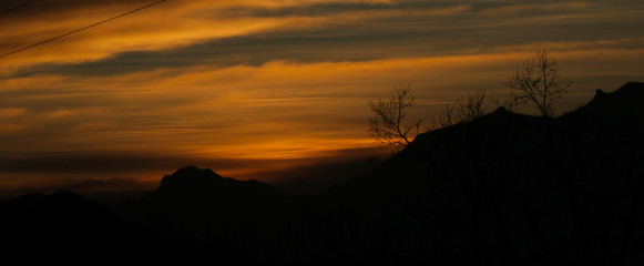 A sunset in a medieval town in Catalonia, España