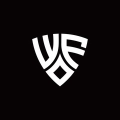WF monogram logo with modern shield style design template