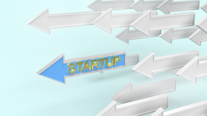 Arrow and startup 3d rendering for abstract  content.